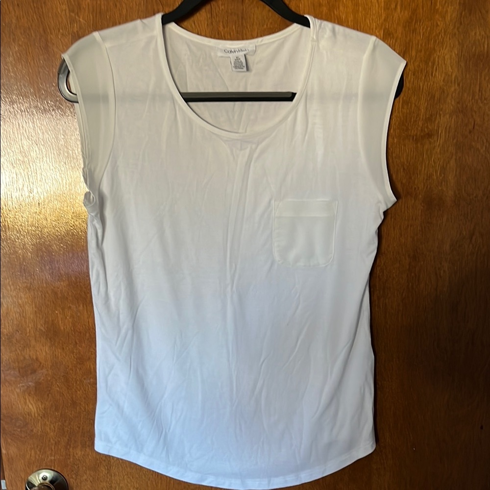 Calvin Klein White Muscle Tee with Cap Sleeves